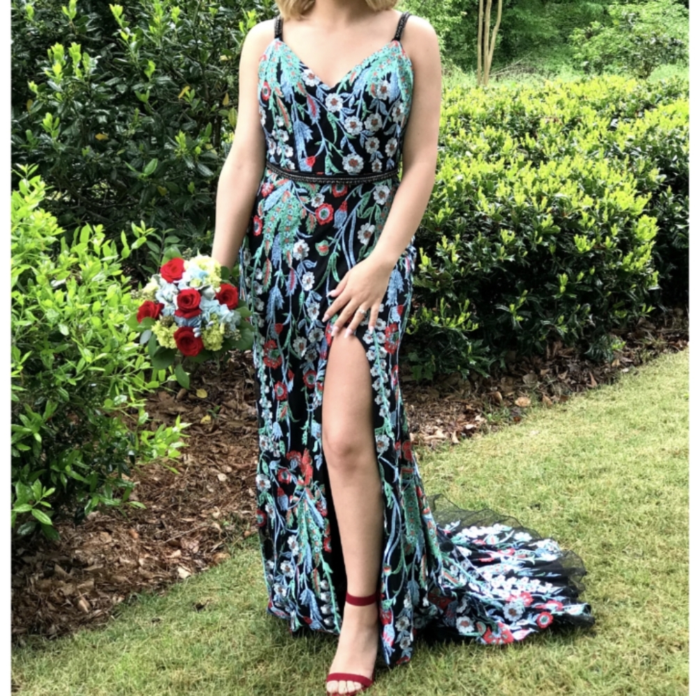 Floral Embroidered Prom Dress